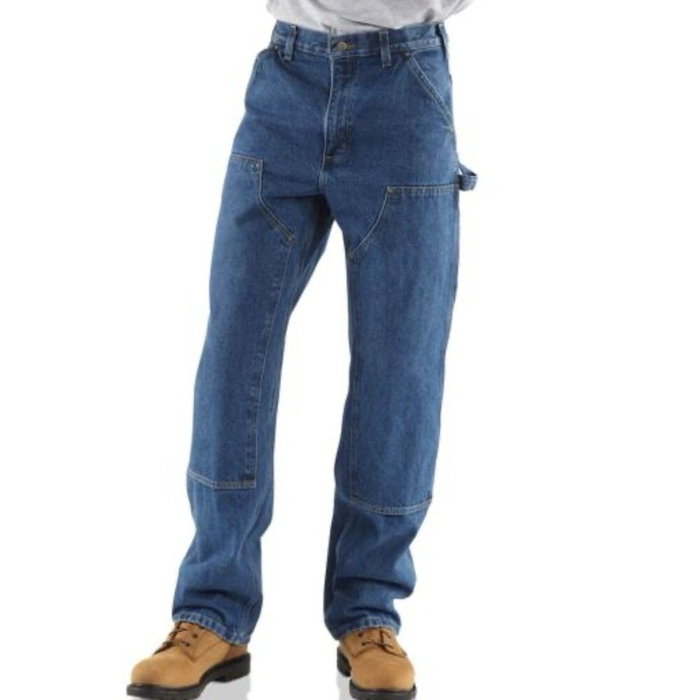 Carhartt B73 Double Knee Washed Denim Loose Fit Logger Jeans Size 46x30 NEW